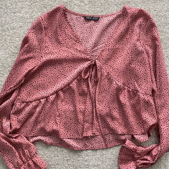 Pink spotted peplum top - Picture 1 of 2